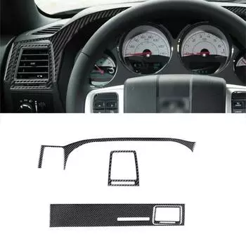 Для Dodge Challenger 2008-2014 автомобиля, центральная консоль, наклейка на приборную панель, полоса из углеродного волокна, автомобильная розетка для кондиционера, накладка Style B(black)