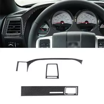 Для Dodge Challenger 2008-2014 автомобиля, центральная консоль, наклейка на приборную панель, полоса из углеродного волокна, крышка розетки для авто кондиционера Style B(black)