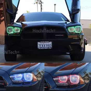 Для Dodge Charger SXT Plus 2011 2012 2013 2014 RGB светодиодный ангельские глазки, многоцветный с кольцом Halo, пульт дистанционного управления 1 set