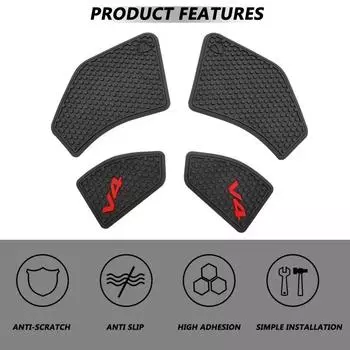 Для Ducati Fuel Tank Grip Pads Knee Traction V4 Panigale V4S Streetfighter V4 S 2025 2020 2019 2018 Противоскользящая наклейка на топливный бак чёрный