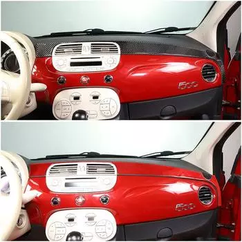 Для Fiat 500 2011 года - настоящая карбоновая накладка на центральную панель управления автомобиля, наклейка на приборную панель, автомобильные аксессуары carbon fiber