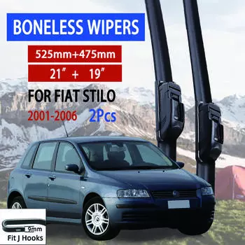 Для FIAT Stilo 2001-2006 автомобильный стеклоочиститель U-образный мягкий резиновый бескаркасный без кронштейна автомобильные дворники 21 +19