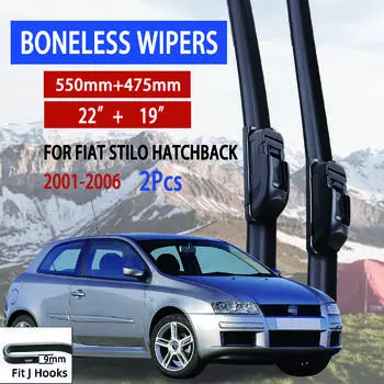 Для FIAT Stilo Hatchback 2001-2006 автомобильный стеклоочиститель U-образный мягкий резиновый бескаркасный без кронштейна автомобильные дворники 22 +19