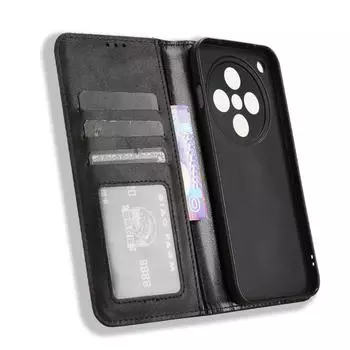 Для Find X8 Pro X8pro Роскошный флип-чехол из искусственной кожи силикона Винтажный кошелек Магнитный адсорбционный чехол для Oppo Find X 8 X7 Ultra X6 Pro FindX8 Телефонные сумки Find X8 чёрный