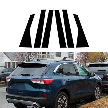 Для Ford Escape 2013 2014 2015-2022 2023 глянцевые рояльные черные наклейки на окна двери автомобиля, центральную стойку, отделку, автостиль