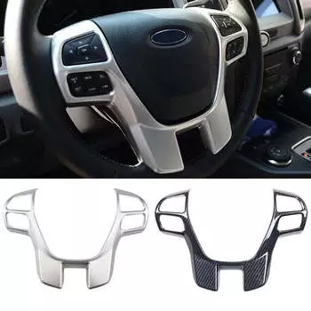 Для Ford Everest Ranger 2015+ карбоновый руль автомобиля панель крышка отделка наклейка декоративная рамка аксессуары для салона автомобиля серебряный