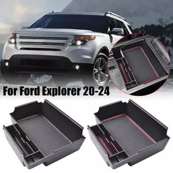 для FORD Explorer 2020-2024 Автомобиль Центральная консоль Лоток Подлокотник Хранение и расположение ящиков для хранения Декоративные аксессуары чёрный