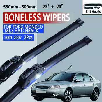 Для Ford Mondeo MK3 Hatchback 2001-2007 автомобильный стеклоочиститель U-образный мягкий резиновый бескаркасный без кронштейна автомобильные дворники 22 +20