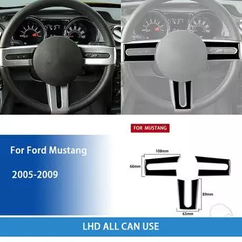 Для Ford Mustang 2005 2006 2007 2008 2009 аксессуары черный интерьер накладка на руль пластиковая наклейка black LHD