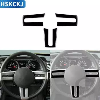 Для Ford Mustang 2005 2006 2007 2008 2009 аксессуары черный интерьер накладка на руль пластиковая наклейка black LHD