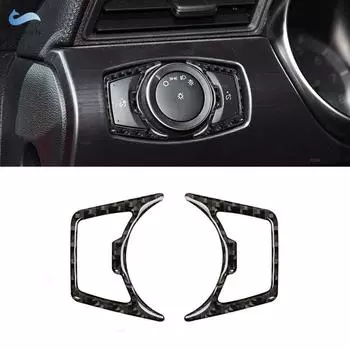 Для Ford Mustang 2015 2016 2017 2 шт. углеродное волокно салона автомобиля кнопка переключения фар декоративная наклейка