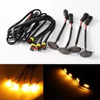 Для Ford, передние габаритные огни на решетку радиатора с 12 светодиодами, янтарные, с дымчатыми линзами в стиле Raptor