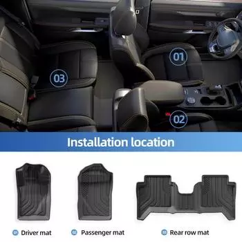 Для Ford Ranger 2025 2025 TPE 3D автомобильные коврики для ног накладки на пол комплект 3 шт./компл. всепогодные автомобильные аксессуары