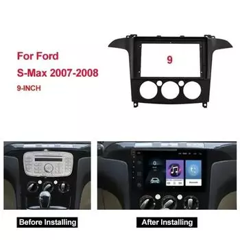 Для FORD S-Max S Max 2006-2015 9-дюймовая рамка автомобильного радиоприемника 2DIN установка панели приборной панели 9 inch With canbus