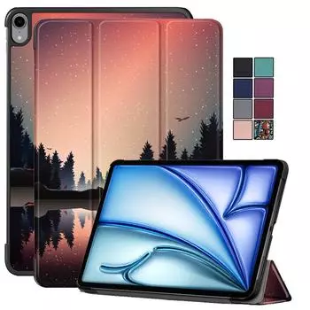 Для Funda iPad Air 11 2024 чехол PU кожаный флип-подставка магнитный смарт-чехол для iPad i Pad Air 4th 5th 6th 4 5 6 поколения чехол For iPad Air 11 2024 чёрный