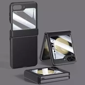 Для Galaxy Flip5 5G Роскошный кожаный закаленный стеклянный чехол-пленка для Samsung Galaxy Z Flip 5 Flip5 Защитный чехол-пленка для шарнира for Samsung Z Flip 5