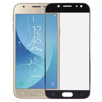 Для Galaxy J3 / J330 передний экран внешний стеклянный объектив чёрный