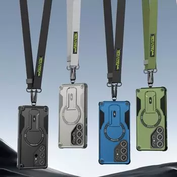 для Galaxy S24 S25 Ultra Портативный ремешок Аксессуары Чехол для Samsung Galaxy S25 Ultra S24 Plus Магнитные чехлы-подставки for Galaxy S25 чёрный