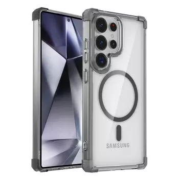 Для Galaxy S25 S24Ultra прозрачный чехол для телефона Samsung S23 S24FE S22 Plus магнитный беспроводной зарядный тонкий чехол для телефона Note20 Ultra 5G For Samsung Galaxy S24+ чёрный