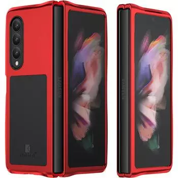Для Galaxy Z Fold 3 металлический чехол для телефона, алюминиевый противоударный чехол-бампер, мягкий резиновый силиконовый военный сверхпрочный жесткий чехол for Galaxy Z Fold 4 красный