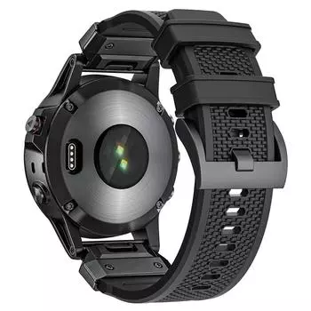 Для Garmin Fenix 3/5/5X/6X/7X Мягкий резиновый сменный ремешок 26 мм Универсальный ремешок для смарт-часов Black