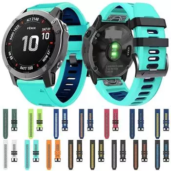 Для Garmin Fenix 7X Solar 26 мм силиконовый спортивный двухцветный ремешок для часов For Garmin Fenix 7X Solar чёрный