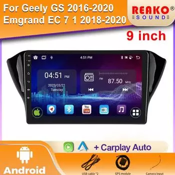Для Geely GS 2016 - 2020 Emgrand EC7 1 2018 - 2020 GPS BT Carplay Android 4G Автомобильное головное устройство стерео радио мультимедиа видеоплеер 4 core 1GB+32GB carplay