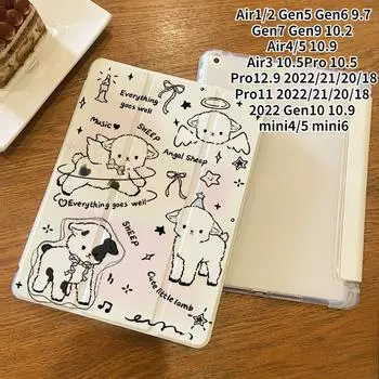 Для gen9 10.2 2021 года, новый высококачественный чехол из ТПУ с милым английским рисунком животных для iPad Air4 Air5 10.9 pro11 2021 Air3 10.5 с подставкой для карандашей iPad 2021 Gen910.2