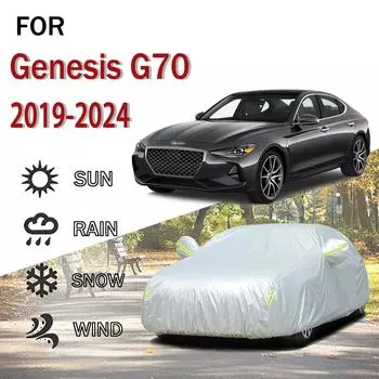 Для Genesis G70 2019-2024 Защита от непогоды Полная 190T Автомобильные чехлы Снегозащитный козырек Пылезащитный чехол Внешние аксессуары для автомобиля 4.8x1.9x1.5M серый
