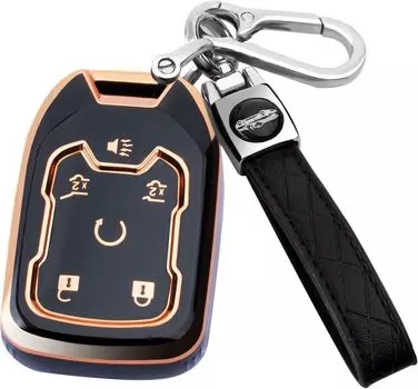 для GMC чехол для брелока с брелком, мягкий чехол для ключа из ТПУ с полной защитой, совместимый с Chevy Silverado Suburban Tahoe чёрный