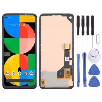 Для Google Pixel 5a 5G G1F8F G4S1M TFT LCD экран с дигитайзером в сборе, не поддерживает идентификацию отпечатков пальцев (черный) чёрный
