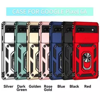 Для Google Pixel 6a Бронированный чехол для телефона Защита объектива камеры Металлическое кольцо-подставка Противоударный чехол Google Pixel 6a розового золота