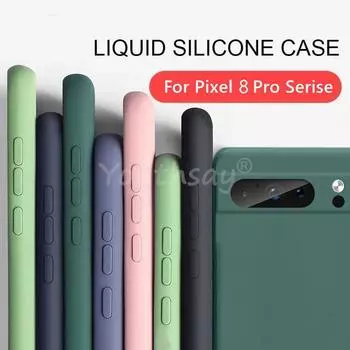 Для Google Pixel 8 Pro Чехол Google Pixel 8 7 6 Pro 7A 6A Чехол Fundas Coque Мягкий оригинальный жидкий силиконовый чехол для телефона Pixel 8 Pro For Pixel 8 Pro чёрный