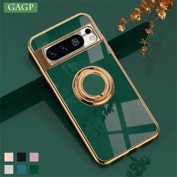 Для Google Pixel 8 Pro Luxuy покрытие магнитный металлический кольцевой кронштейн автомобильный чехол-держатель для Google Pixel 7 Pro A 6 5 A силиконовый противоударный чехол For Pixel 7 чёрный