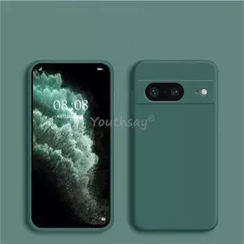 Для Google Pixel 8 жидкий силиконовый чехол Google Pixel 8 Shell Fundas Coque мягкий TPU задний бампер Pixel 8 For Pixel 8 чёрный