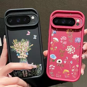 Для Google Pixel 9 8 Pro Xl 8a противоударный цветной силиконовый мягкий защитный чехол для линз с цветочным узором однотонный матовый чехол для телефона с защитой от падения Google Pixel 9 чёрный