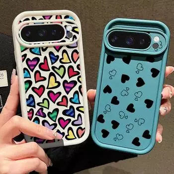 Для Google Pixel 9 8 Pro Xl 8a противоударный цветной силиконовый мягкий защитный чехол с рисунком в виде сердечек для линз, однотонный матовый чехол для телефона с защитой от падения Google Pixel 9 Pro XL чёрный