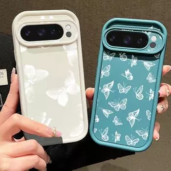 Для Google Pixel 9 8 Pro Xl 8a противоударный линейный узор бабочки силиконовый мягкий защитный чехол для линз однотонный противоударный матовый чехол для телефона Google Pixel 9 Pro XL чёрный