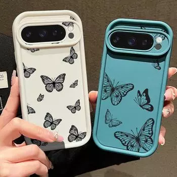 Для Google Pixel 9 8 Pro Xl 8a противоударный полый узор бабочки силиконовый мягкий защитный чехол для линз однотонный противоударный матовый чехол для телефона Google Pixel 9 чёрный