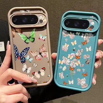 Для Google Pixel 9 8 Pro Xl 8a противоударный силиконовый мягкий защитный чехол с рисунком бабочки и цветка для линз, однотонный матовый чехол для телефона с защитой от падения Google Pixel 9 чёрный