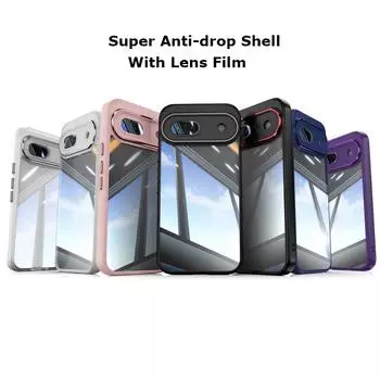 Для Google Pixel 9 8a Pro металлическая броня задняя прозрачная закаленная оболочка полное покрытие с пленкой для объектива супер защита от падения чехол Pixel 8a чёрный