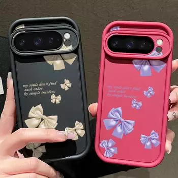 Для Google Pixel 9 Pro Xl 8 Pro 8a противоударный матовый однотонный цветной узор с бантом силиконовый мягкий противоударный чехол Google Pixel 9 чёрный