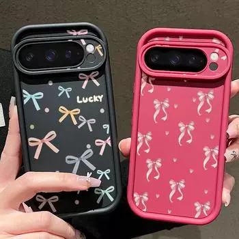 Для Google Pixel 9 Pro Xl 8 Pro 8a ударопрочный красочный узор с бантом силиконовый мягкий карамельный цвет матовый противоударный чехол Google Pixel 9 чёрный