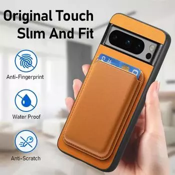 Для Google Pixel 9 Pro XL 9pro Магнитный для Magsafe Простой кожаный чехол для Pixel 7 8 Pro 7A 8A 2 в 1 Съемная крышка для слота для карточек-кошельков For Pixel 9 розового золота