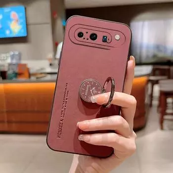 Для Google Pixel 9 Pro XL чехол-подставка из овчины с кольцом для телефона для Pixel 9Pro XL матовая защита линз противоударная задняя крышка Google Pixel 9 чёрный