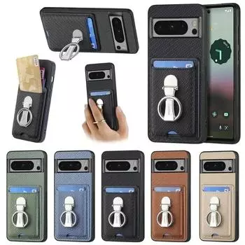 Для Google Pixel 9 Pro XL Магнитный чехол-подставка с кольцом для Google Pixel 8A 7 6 Pro Кожаный защитный чехол-кошелек с отделением для карт For Pixel 8 чёрный