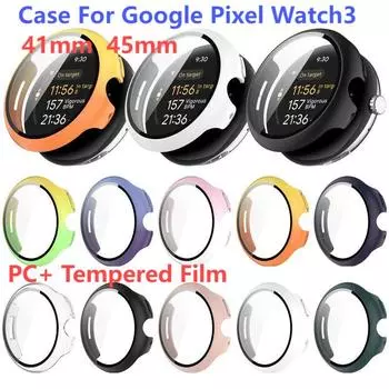 Для Google Pixel Watch3 41/45MM PC Shell Film Cover Интегрированный защитный чехол Разноцветный защитный чехол для смарт-часов Pixel Watch 3 41mm прозрачный