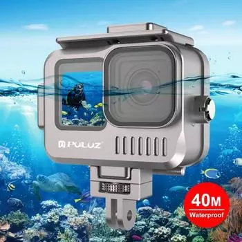 Для GoPro HERO12 Черный/11 Черный/10 Черный/9 Черный PULUZ 40 м Водонепроницаемый корпус Защитный чехол из алюминиевого сплава