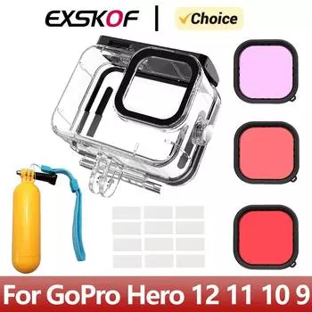Для GoPro Hero 12 11 Плавающая палка Водонепроницаемый чехол Фильтры Противотуманные листы Набор Помощник для дайвинга для GoPro 12 11 10 9 Аксессуары