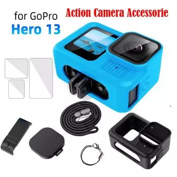 Для Gopro Hero 13 аксессуары силиконовый чехол крышка аккумулятора закаленное стекло защитные пленки крышка объектива для Go pro 13 экшн камера